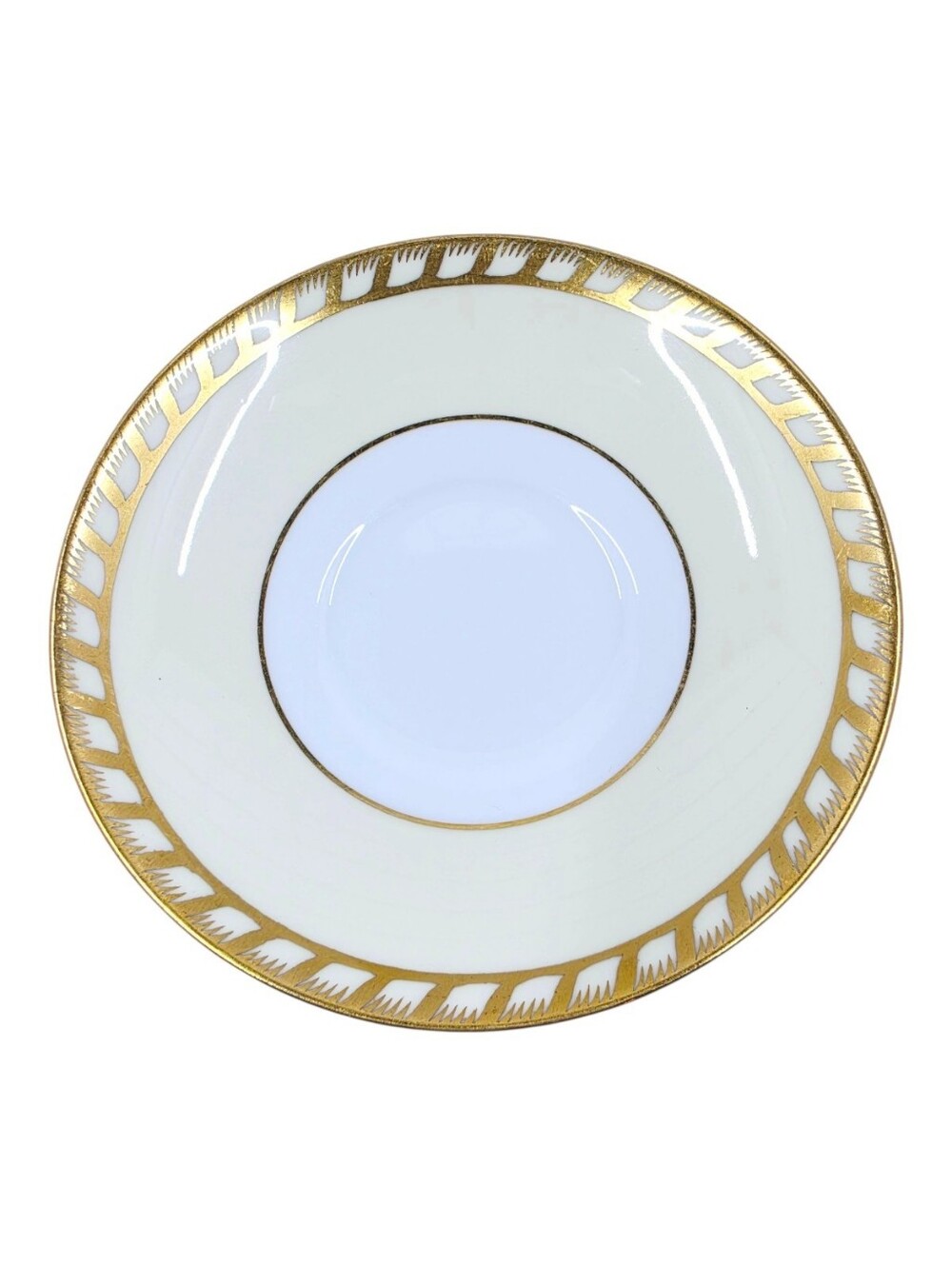 Minton Commodore Pattern Saucer Gold Rope Edge Cream Band Vintage Multiples